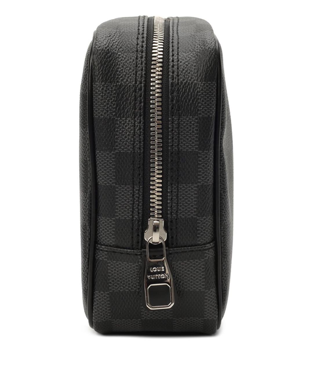 LOUIS VUITTON Антрацитовая кожаная барсетка, фото 3