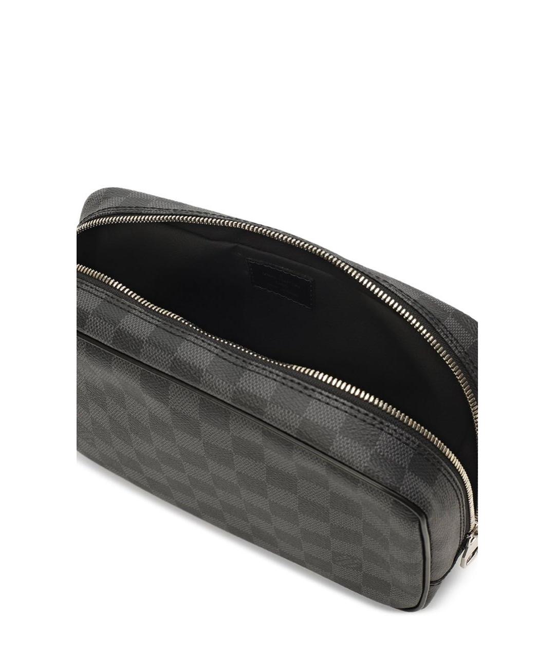 LOUIS VUITTON Антрацитовая кожаная барсетка, фото 2