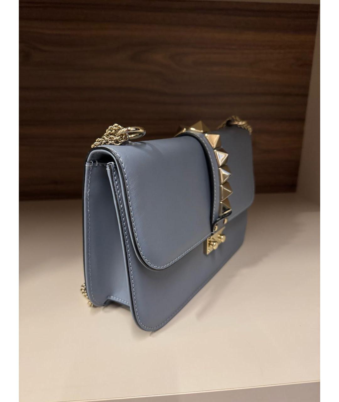 VALENTINO Голубая кожаная сумка через плечо, фото 2
