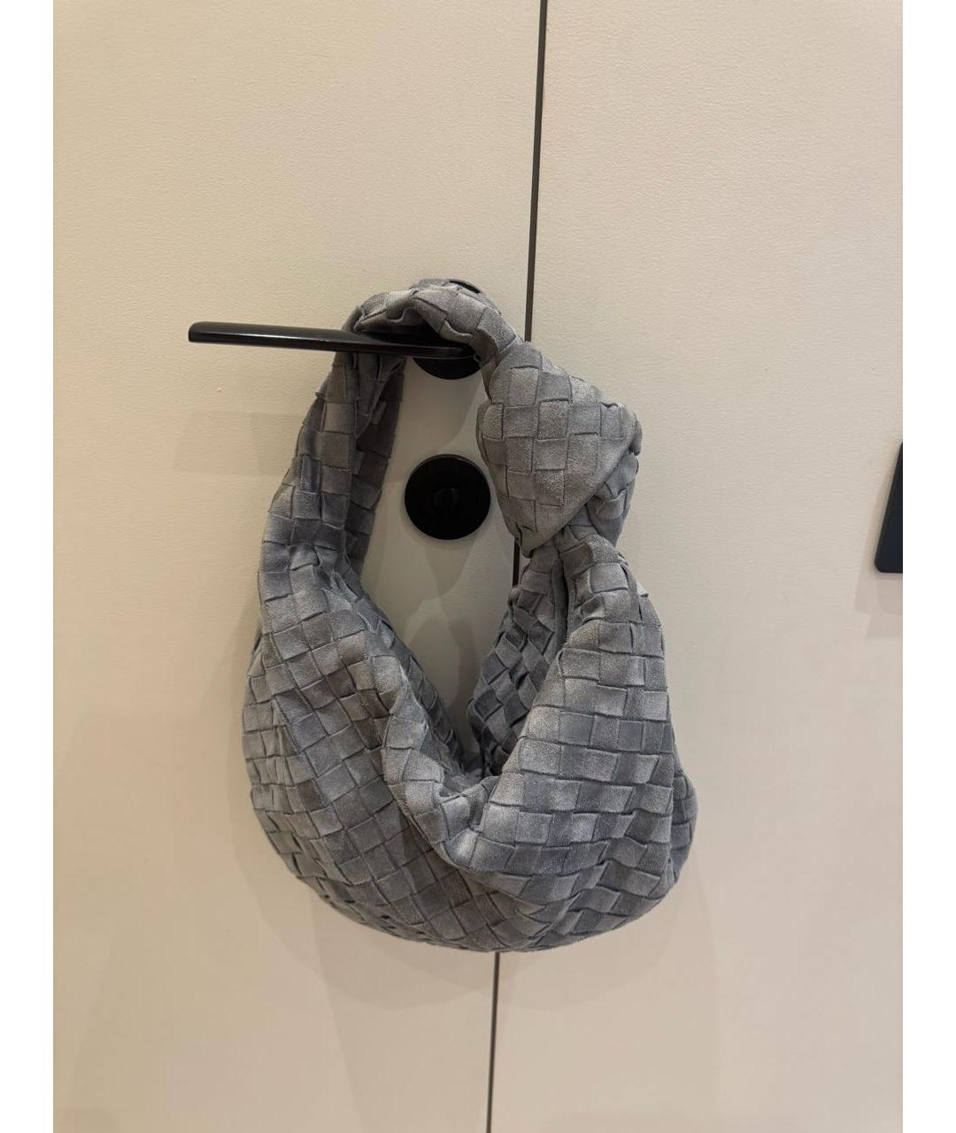 BOTTEGA VENETA Серая замшевая сумка с короткими ручками, фото 4