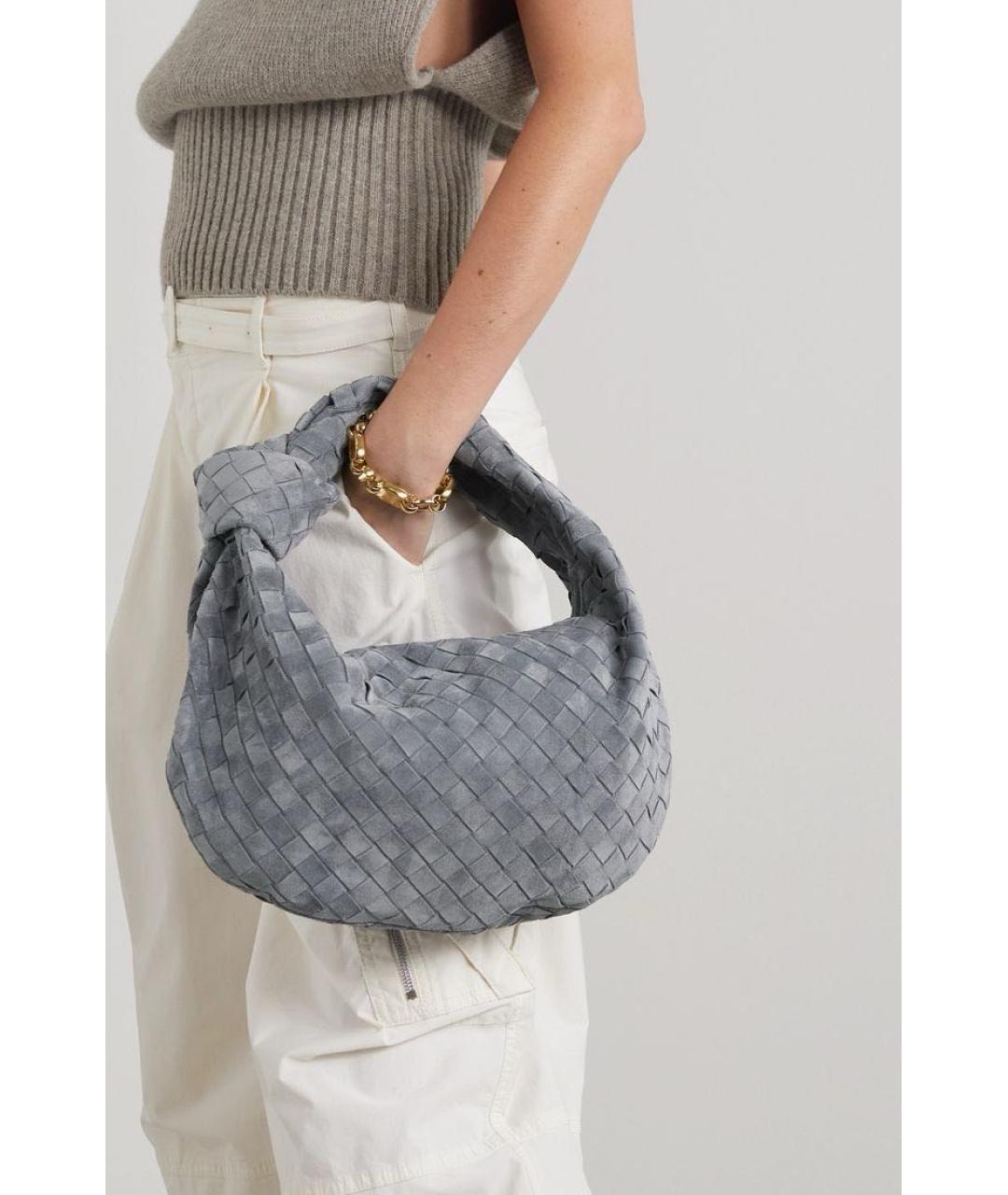 BOTTEGA VENETA Серая замшевая сумка с короткими ручками, фото 6