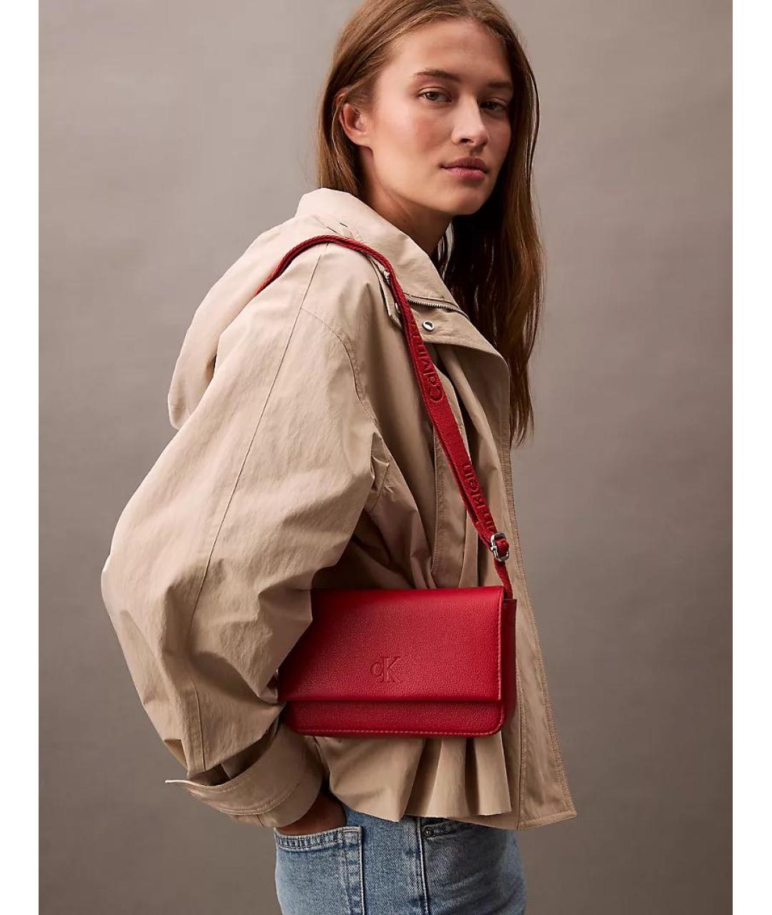 CALVIN KLEIN Красная сумка через плечо из искусственной кожи, фото 2