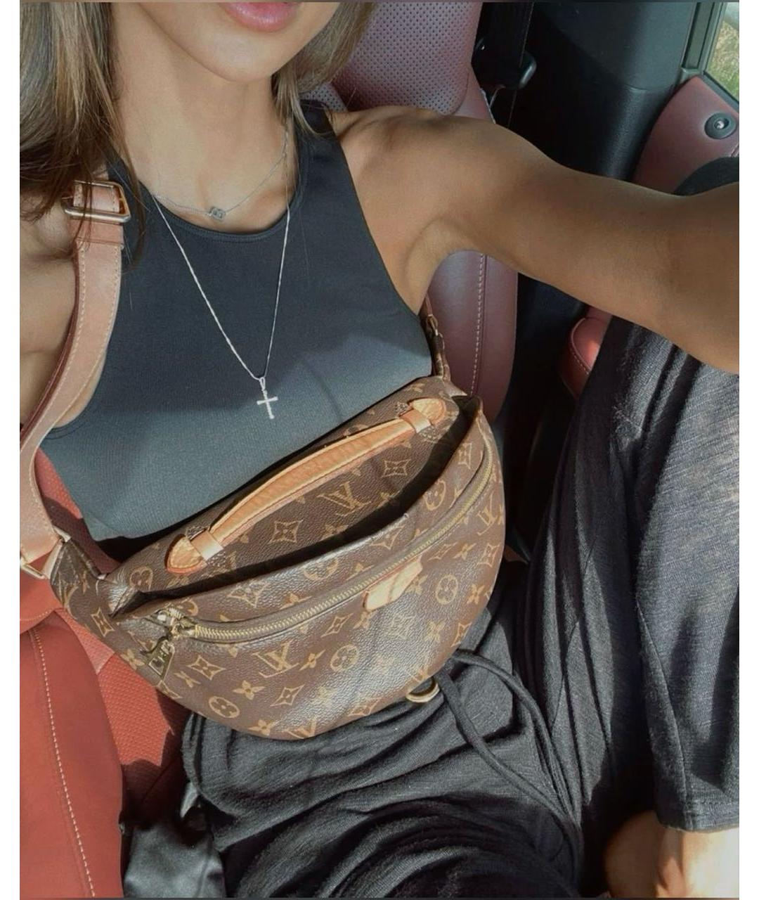 LOUIS VUITTON Коричневая кожаная поясная сумка, фото 8