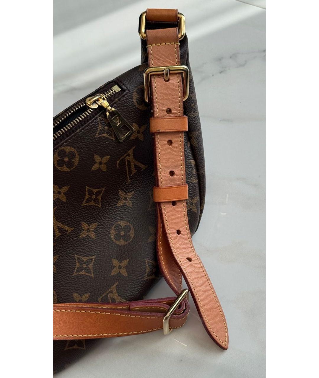 LOUIS VUITTON Коричневая кожаная поясная сумка, фото 5