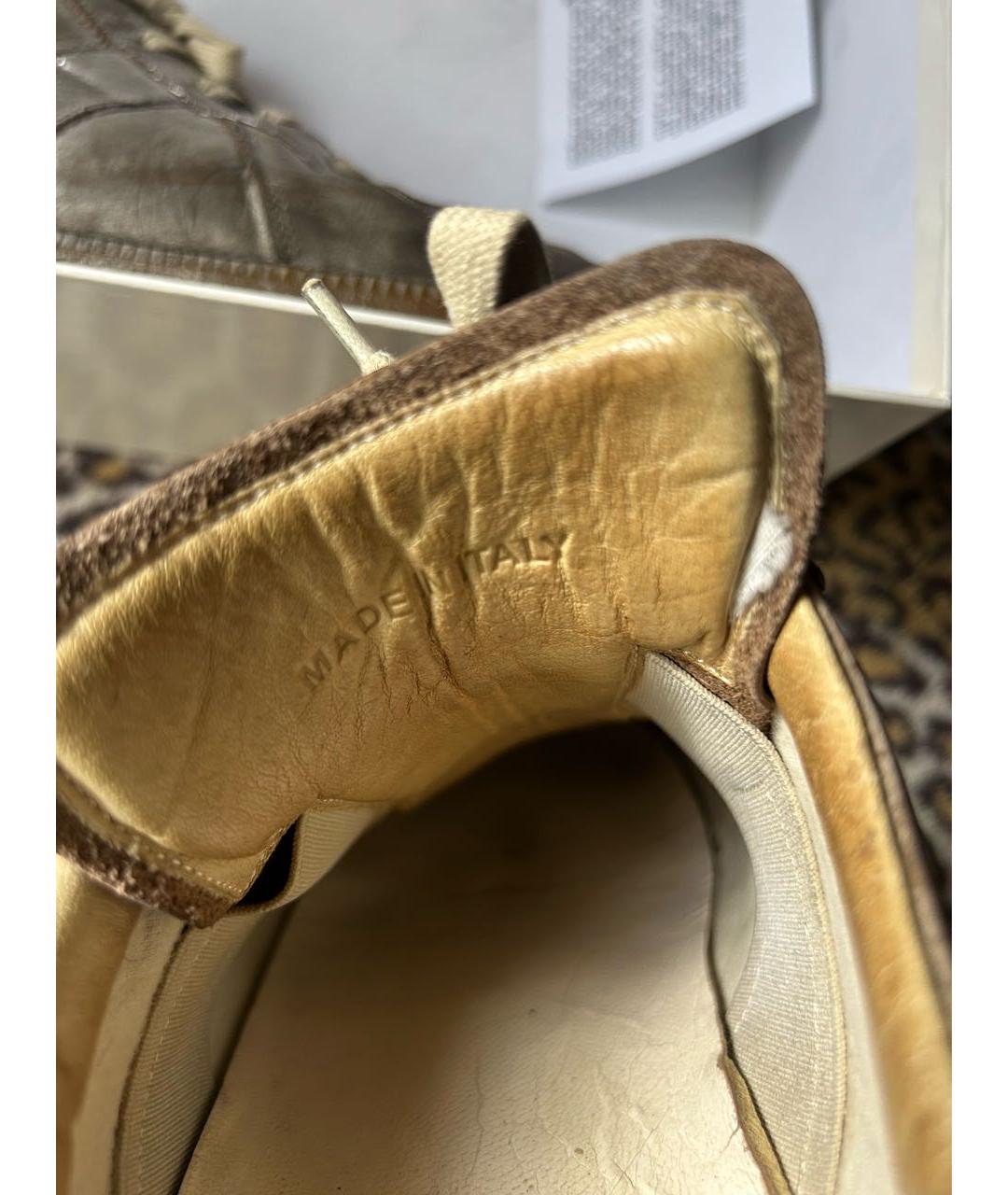 MAISON MARGIELA Серебряные кожаные низкие кроссовки / кеды, фото 7