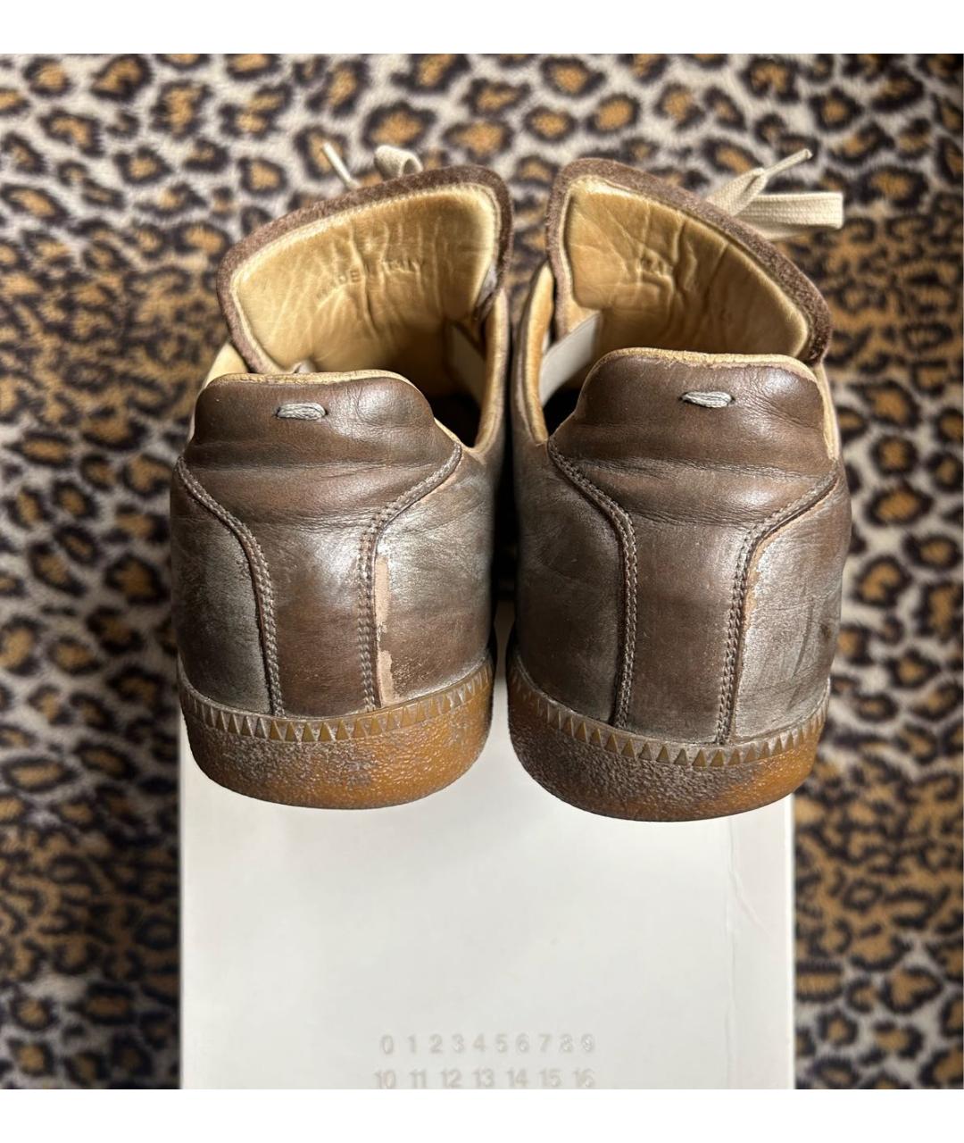 MAISON MARGIELA Серебряные кожаные низкие кроссовки / кеды, фото 4