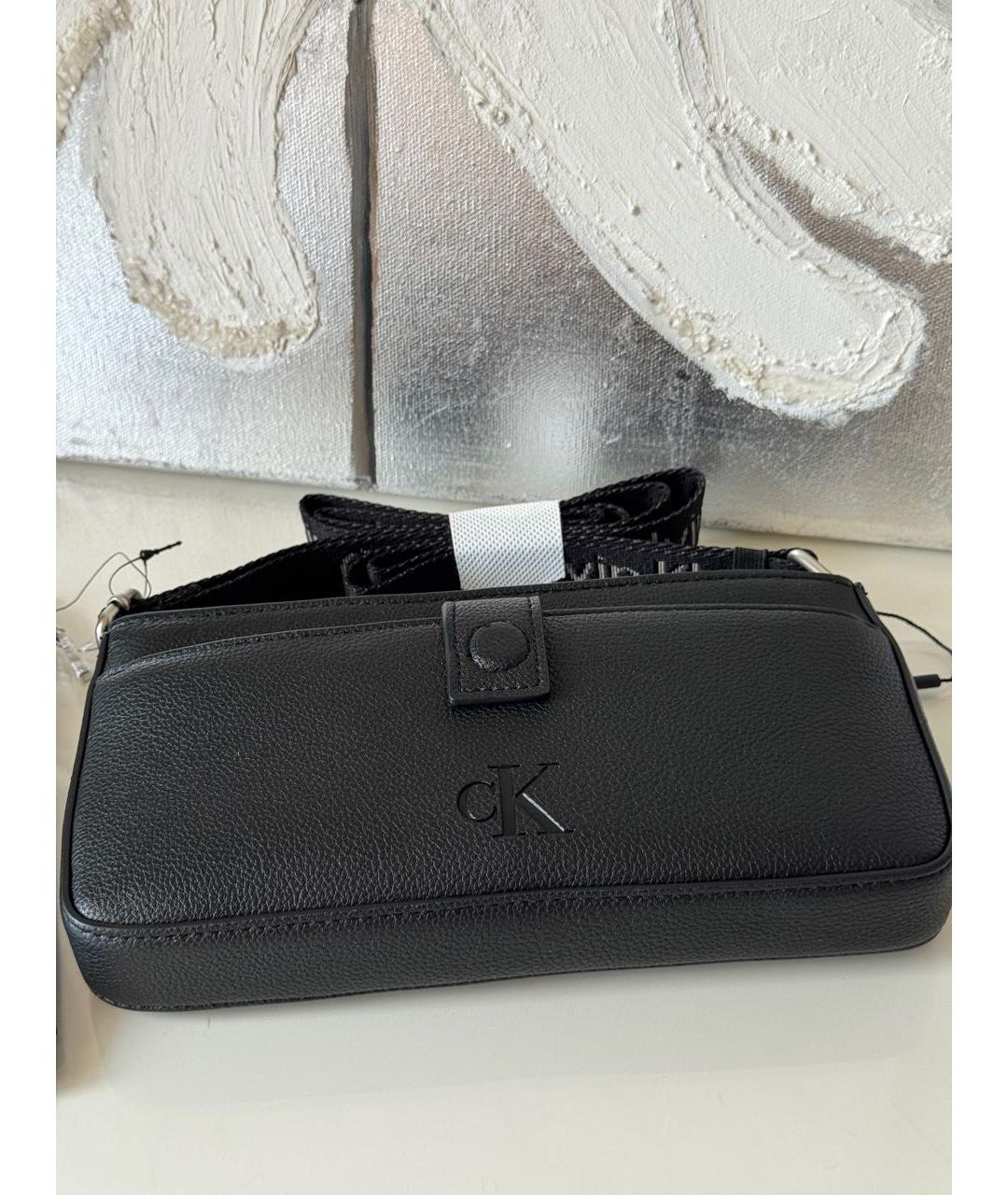 CALVIN KLEIN Черная сумка через плечо из искусственной кожи, фото 4