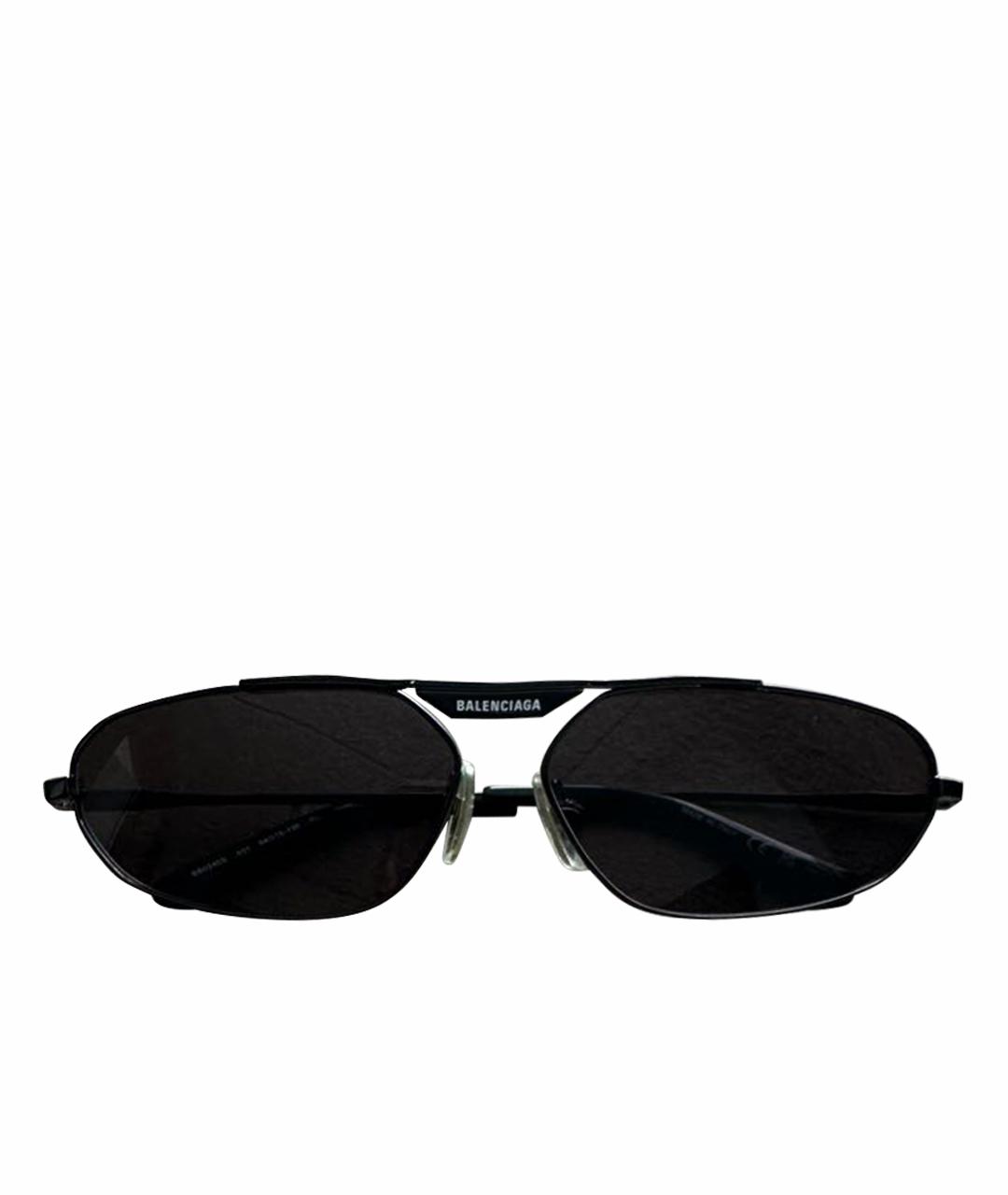 BALENCIAGA Черные металлические солнцезащитные очки, фото 1