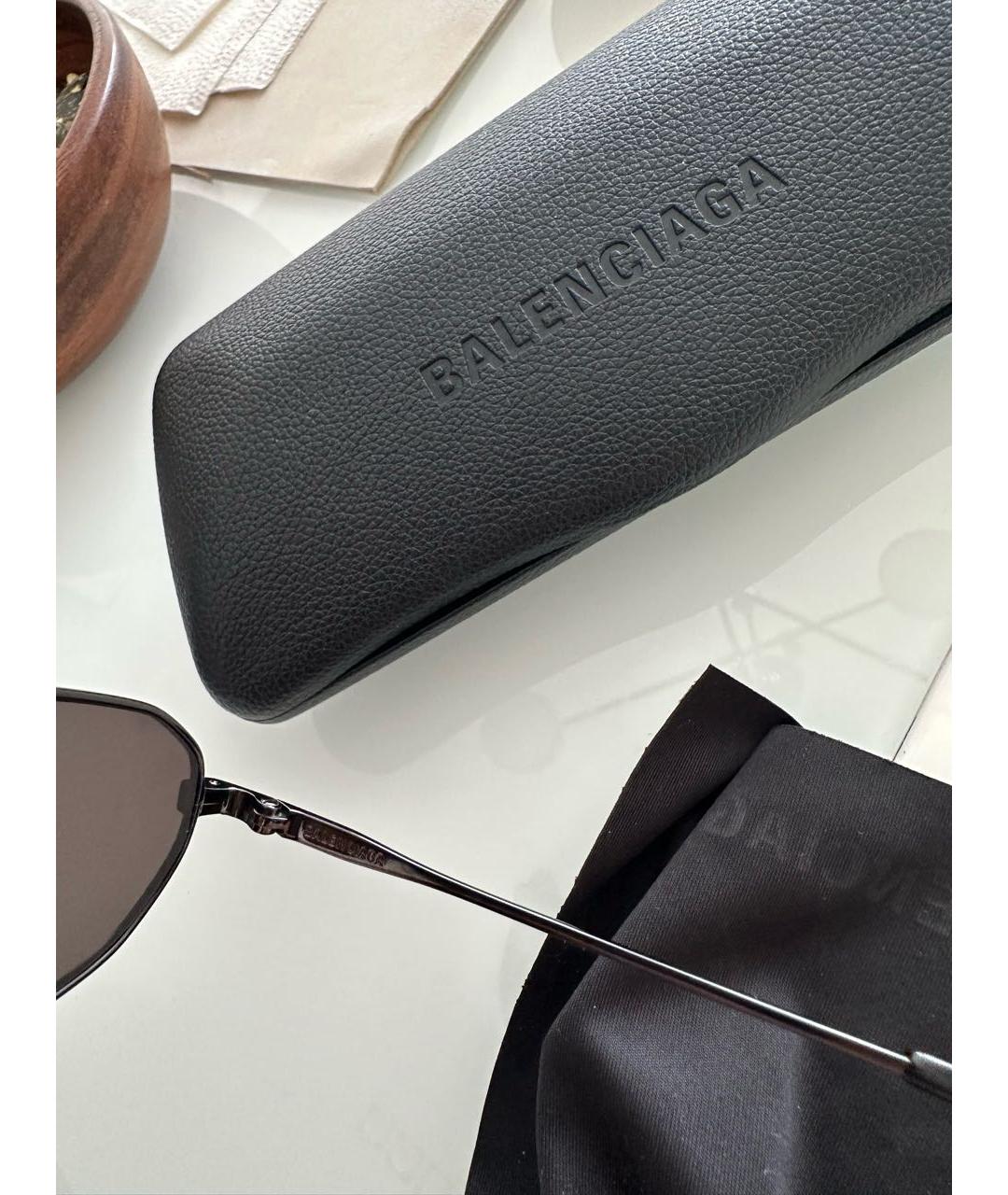 BALENCIAGA Черные металлические солнцезащитные очки, фото 8