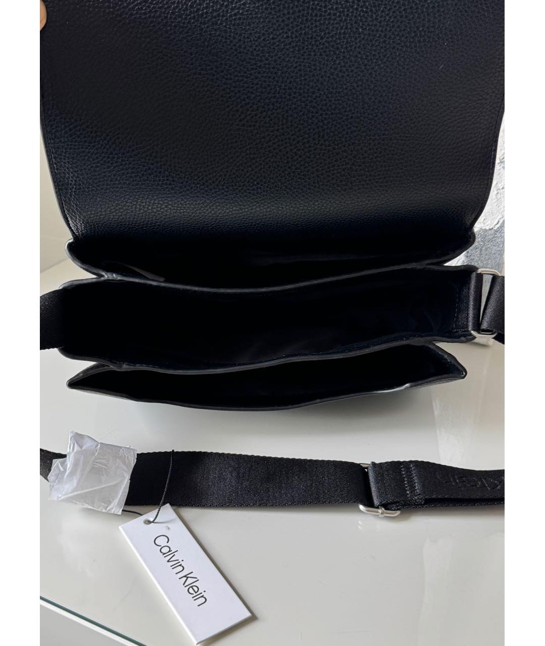 CALVIN KLEIN Черная сумка через плечо из искусственной кожи, фото 6