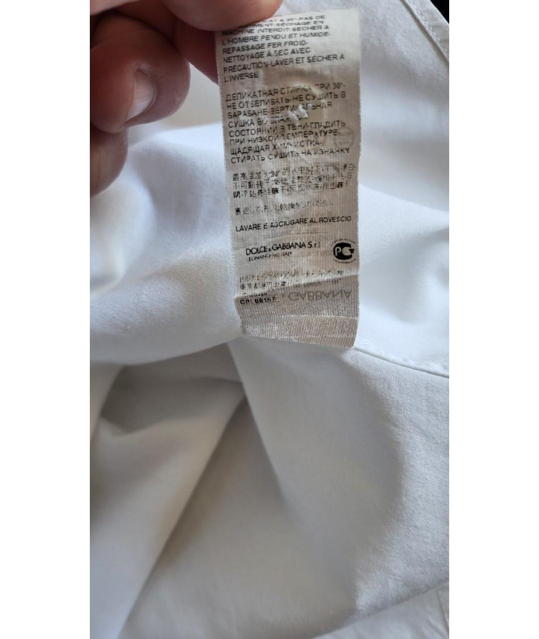DOLCE&GABBANA Белая хлопковая классическая рубашка, фото 5