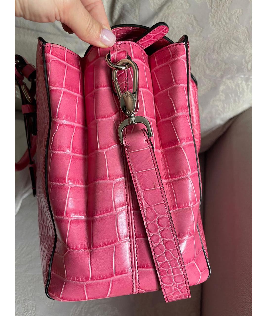 GIORGIO ARMANI Розовая кожаная сумка с короткими ручками, фото 8