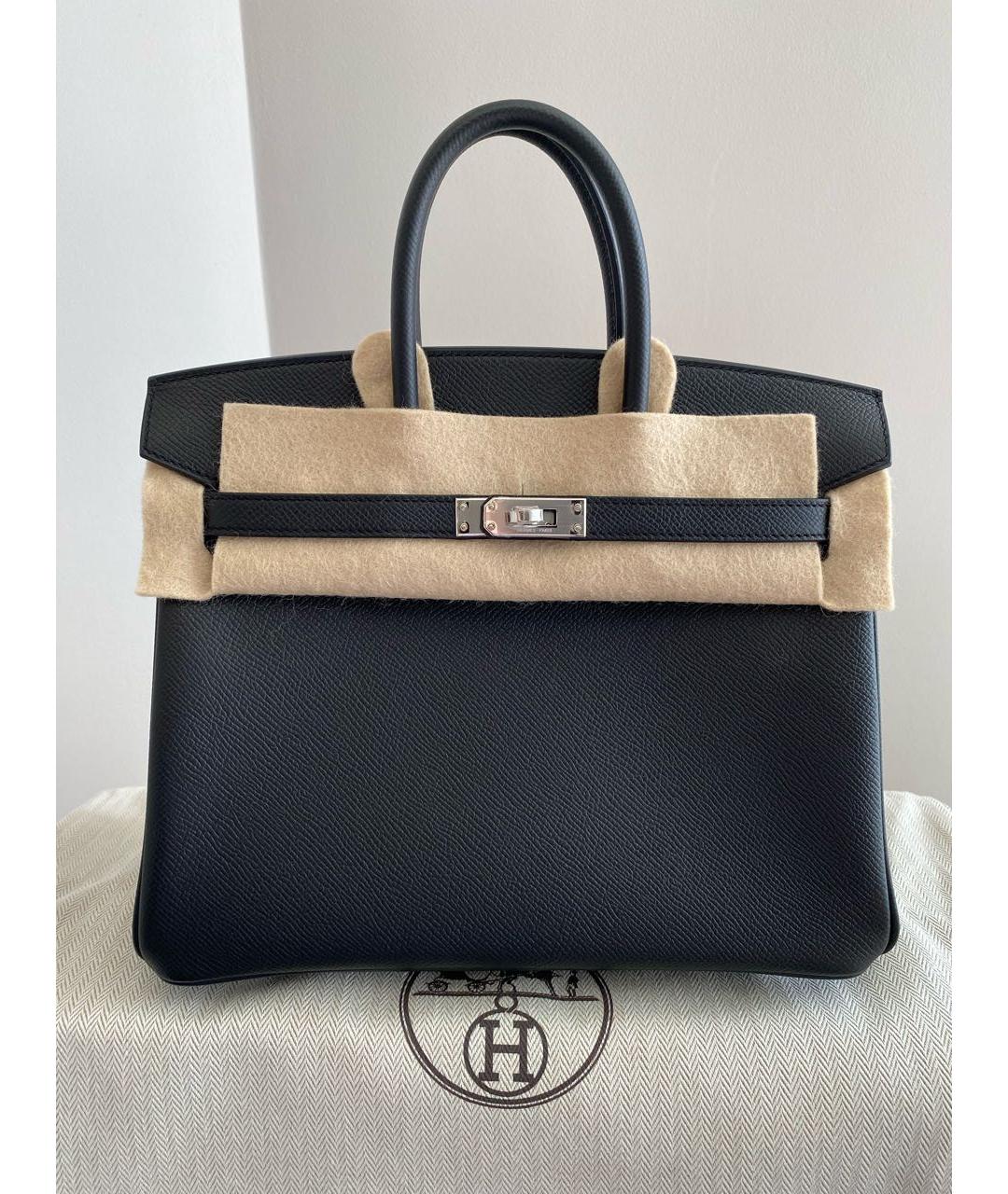 HERMES Черная кожаная сумка с короткими ручками, фото 5