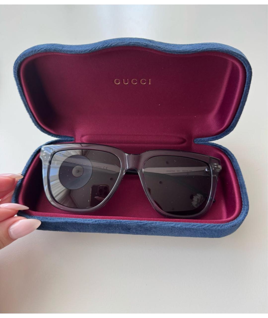 GUCCI Антрацитовые пластиковые солнцезащитные очки, фото 4