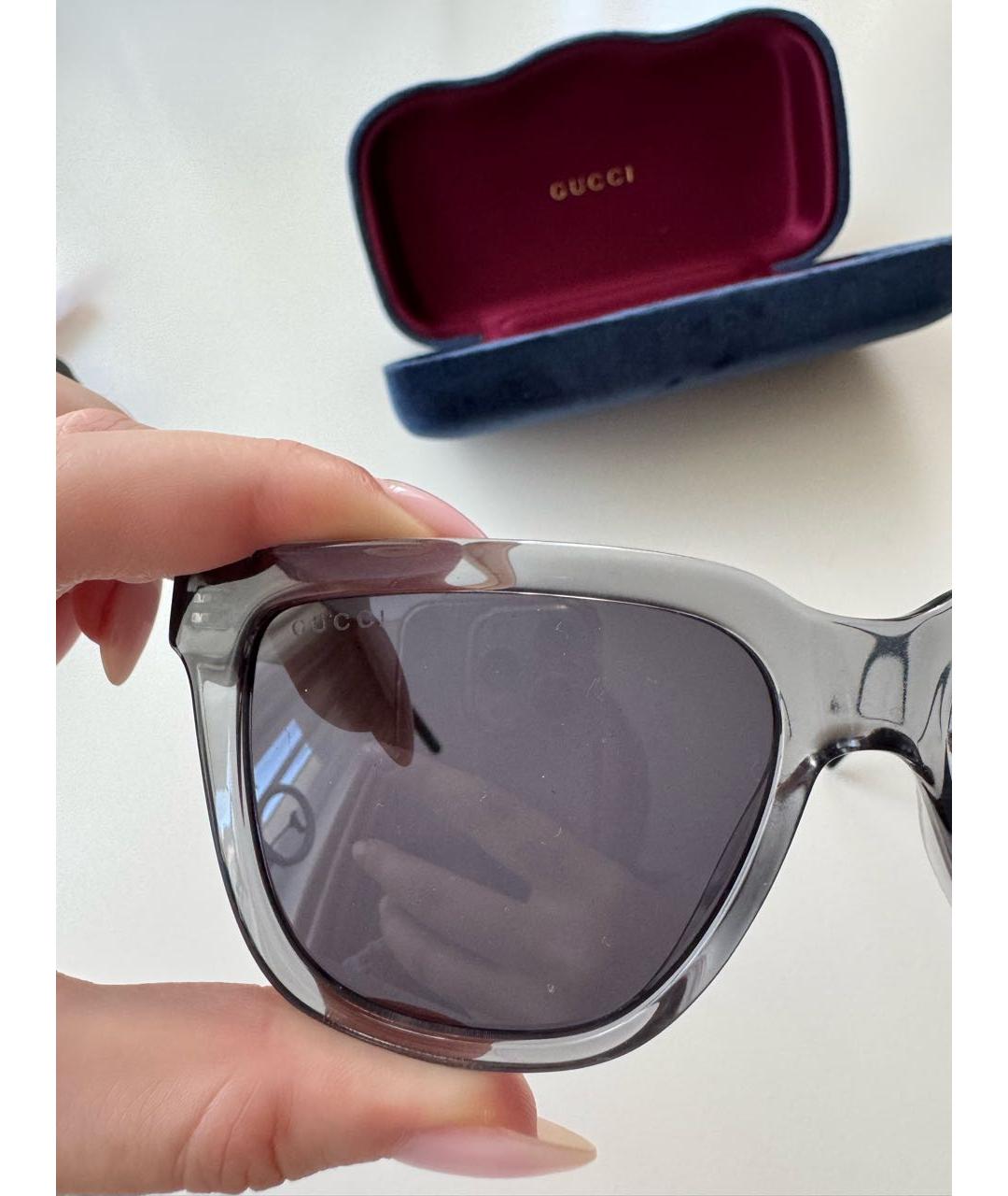 GUCCI Антрацитовые пластиковые солнцезащитные очки, фото 3