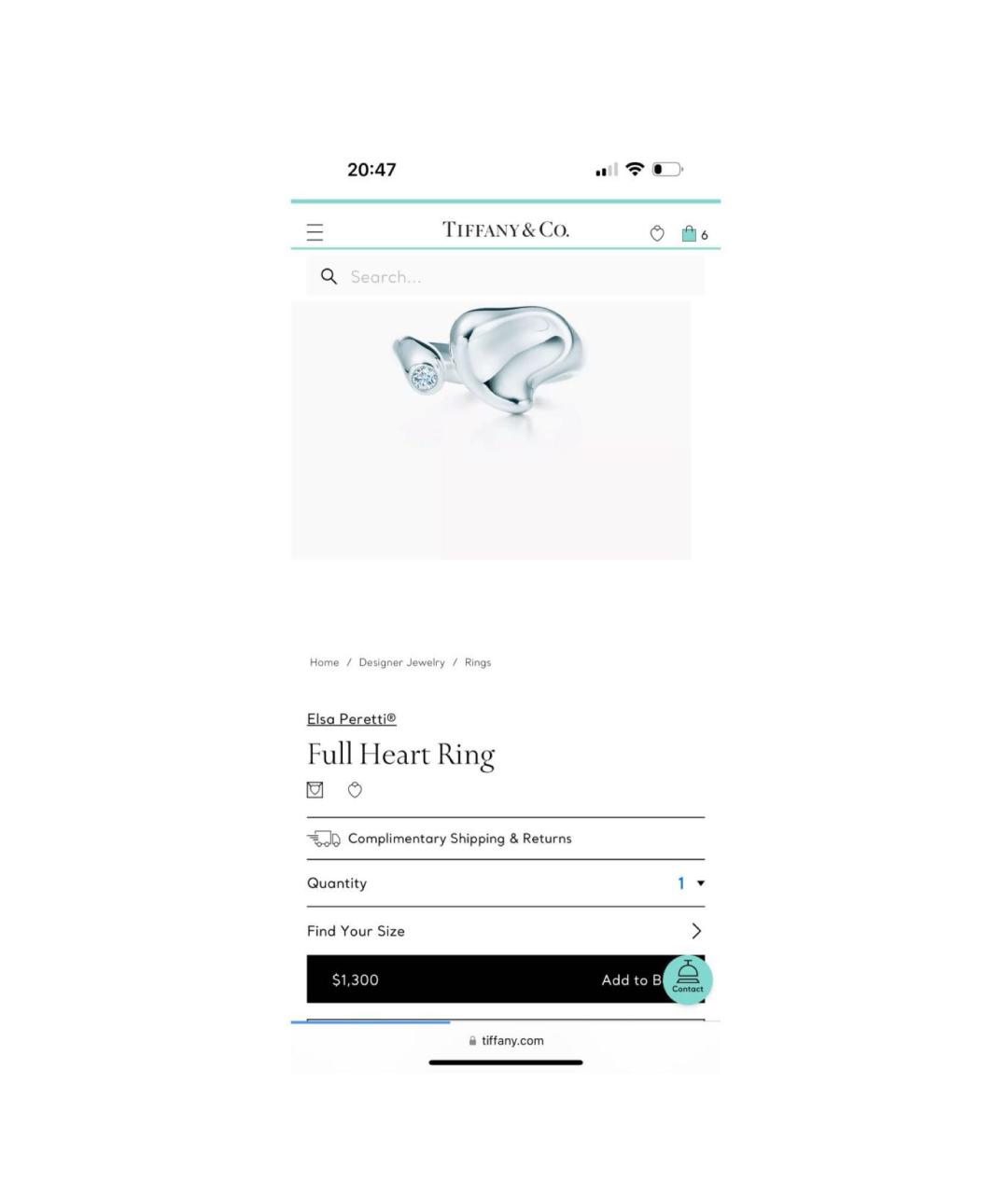 TIFFANY&CO Серебряное серебряное кольцо, фото 6
