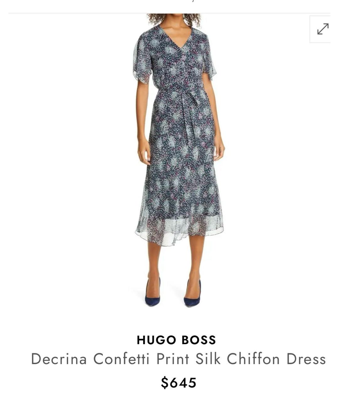 HUGO BOSS Мульти шелковое повседневное платье, фото 8