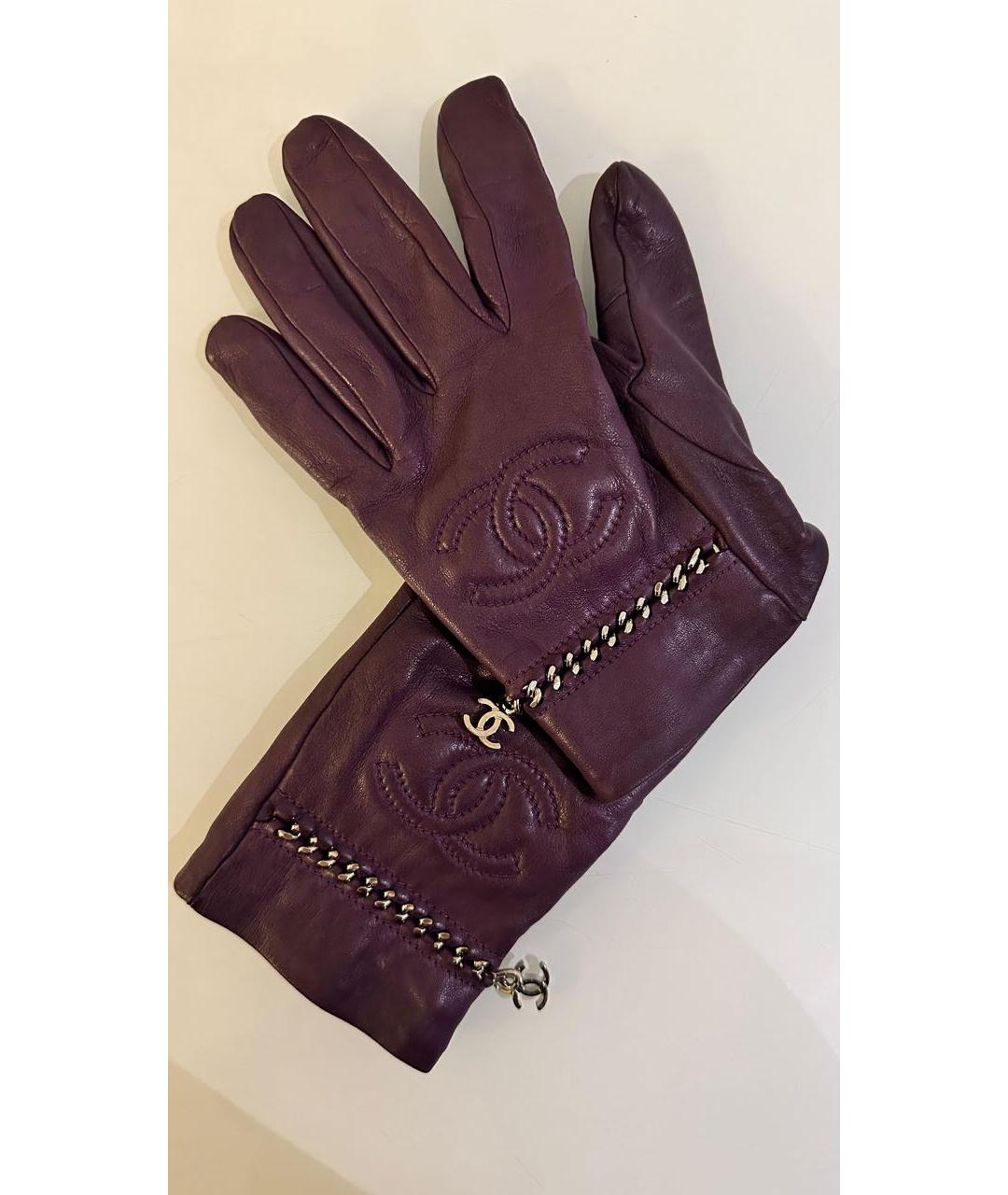 CHANEL Бордовые кожаные перчатки, фото 4