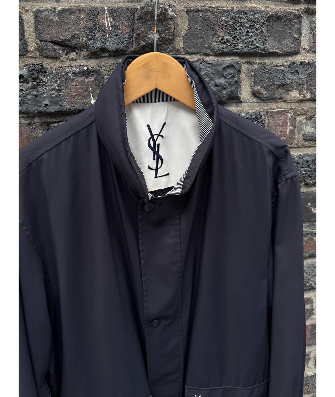 SAINT LAURENT Темно-синяя полиэстеровая куртка, фото 2