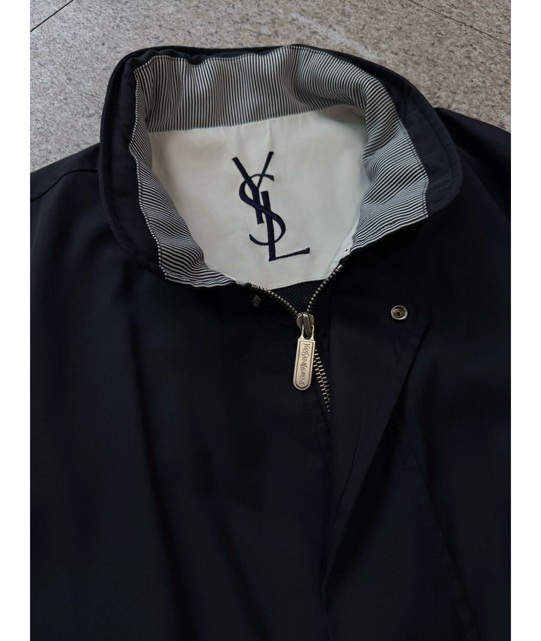 SAINT LAURENT Темно-синяя полиэстеровая куртка, фото 4
