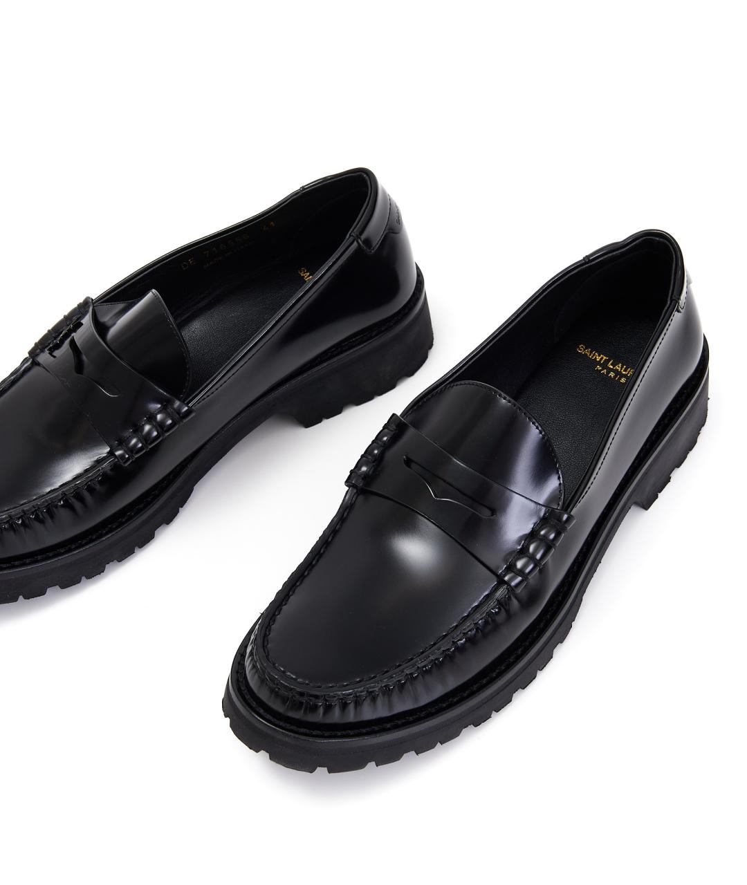 SAINT LAURENT Черные кожаные лоферы, фото 4