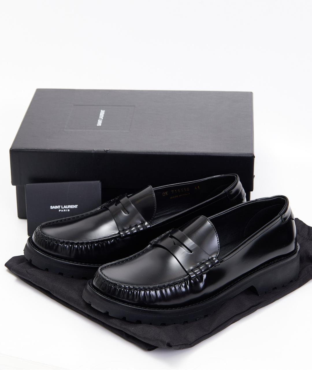 SAINT LAURENT Черные кожаные лоферы, фото 8