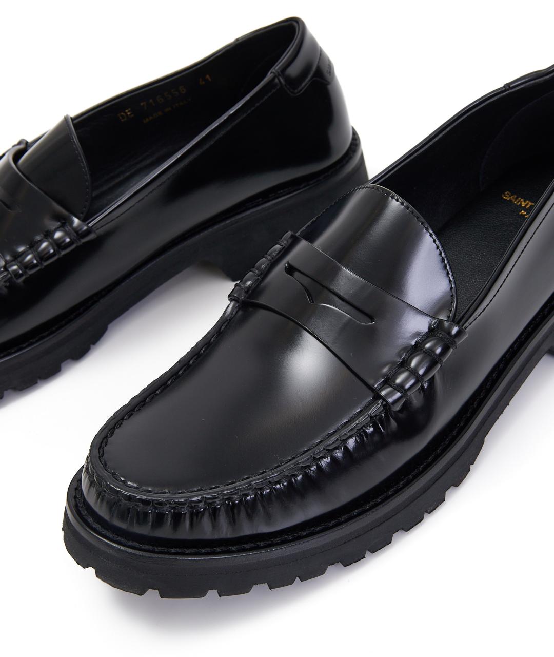 SAINT LAURENT Черные кожаные лоферы, фото 5