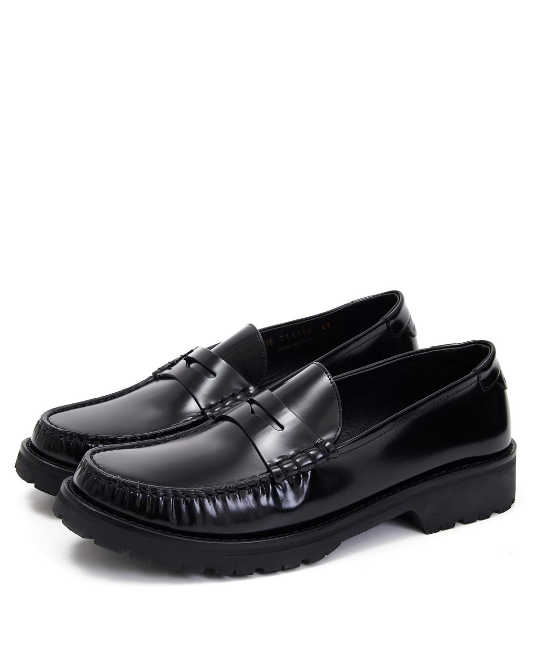 SAINT LAURENT Черные кожаные лоферы, фото 2