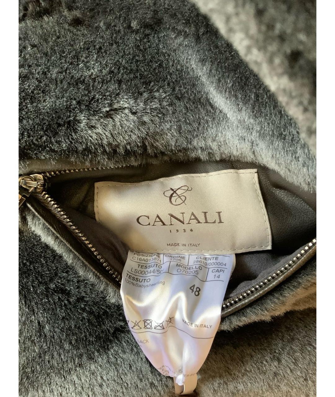 CANALI Антрацитовая кожаная дубленка/шуба, фото 3