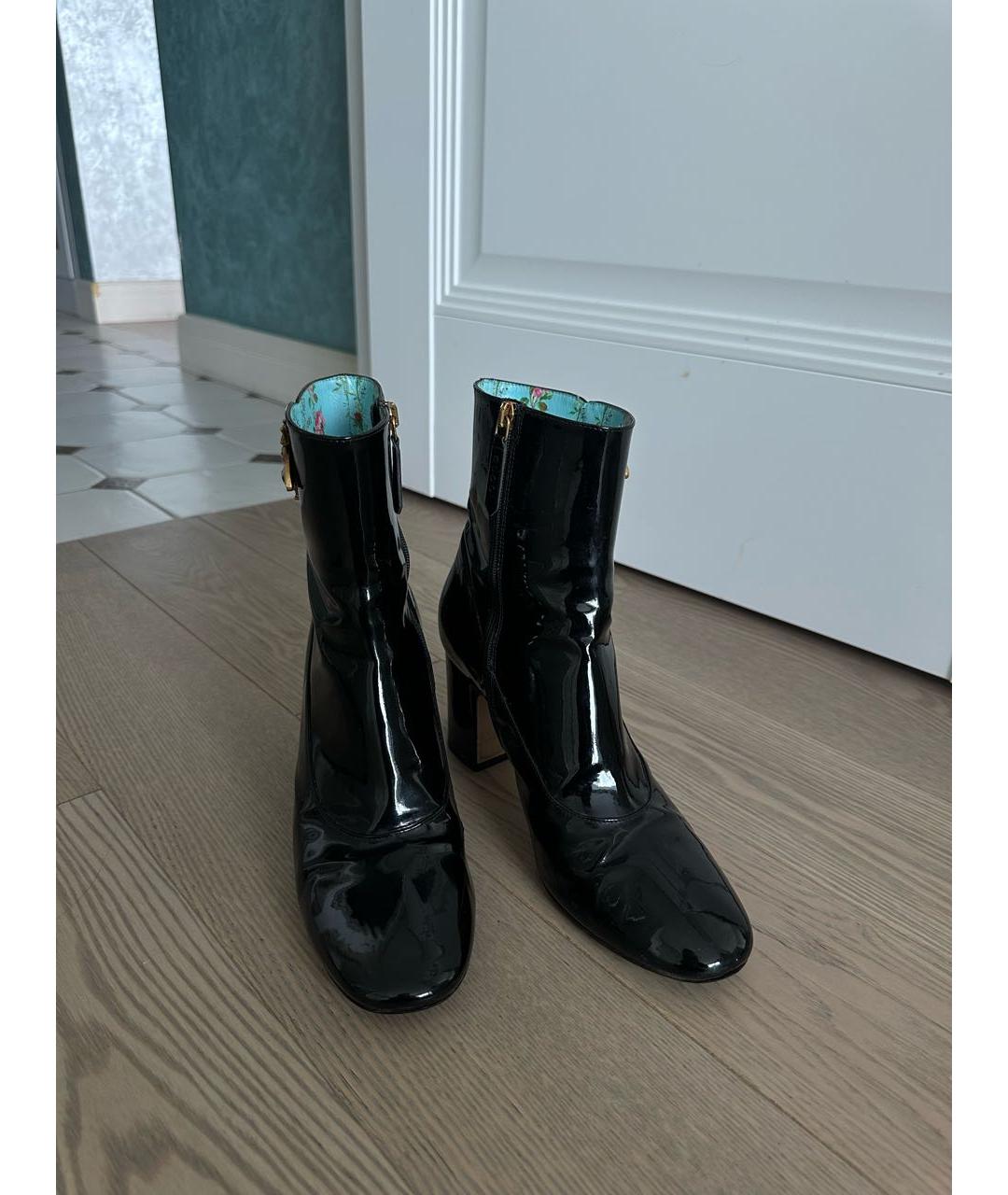 GUCCI Черные полусапоги из лакированной кожи, фото 2