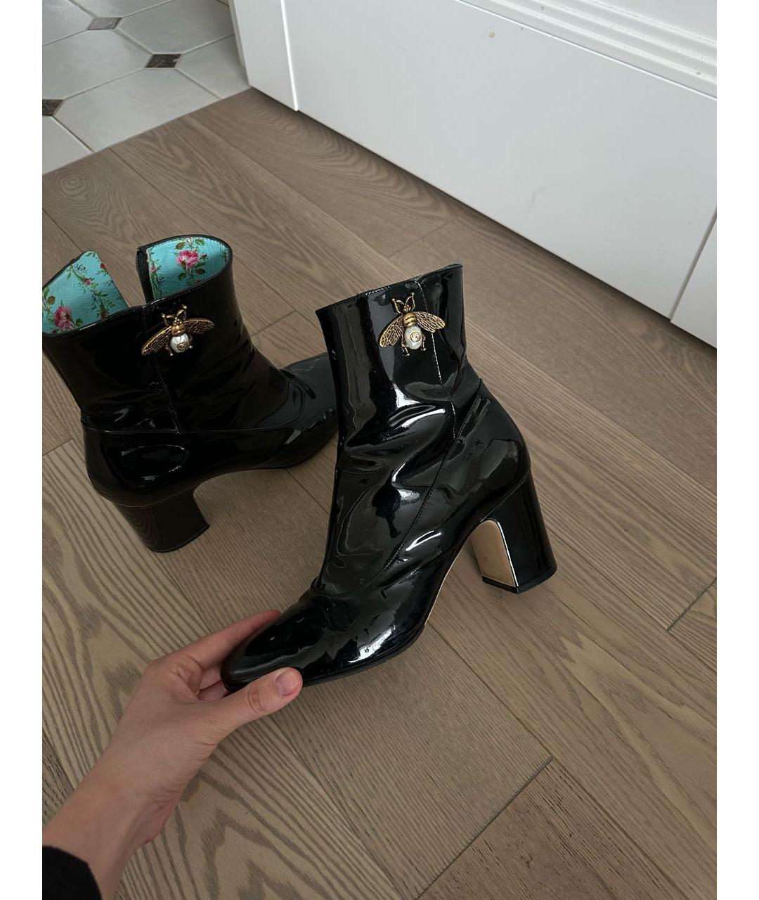 GUCCI Черные полусапоги из лакированной кожи, фото 5