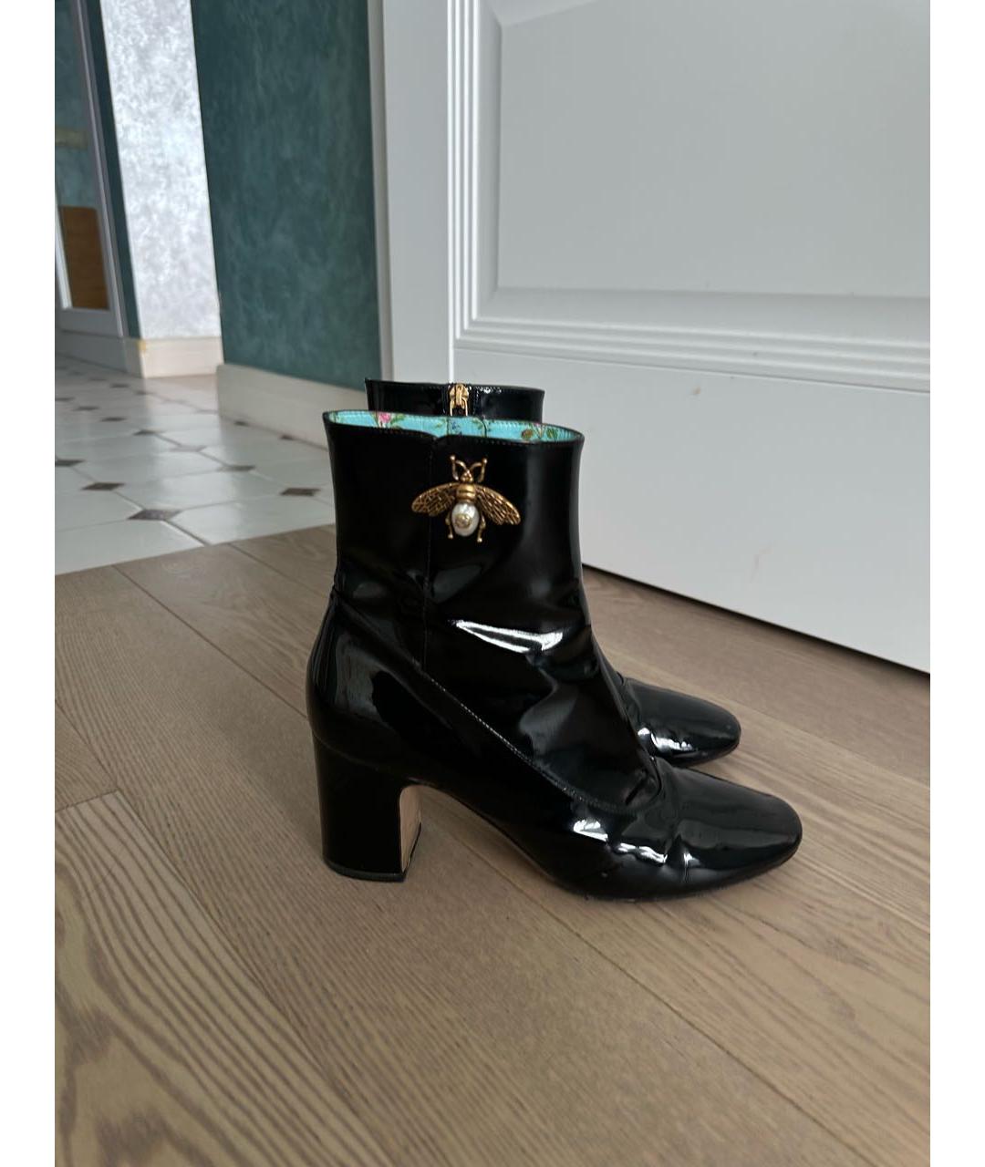 GUCCI Черные полусапоги из лакированной кожи, фото 8