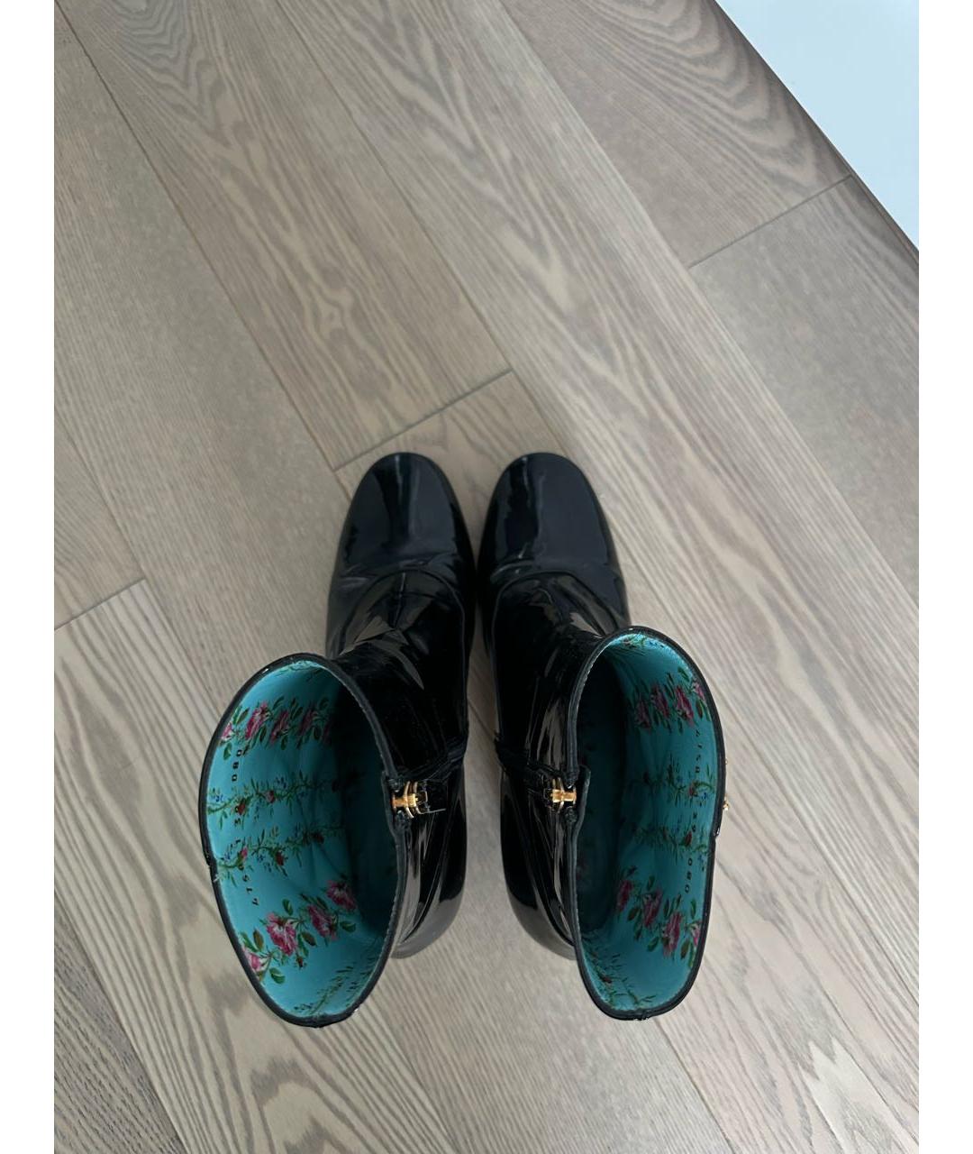 GUCCI Черные полусапоги из лакированной кожи, фото 3