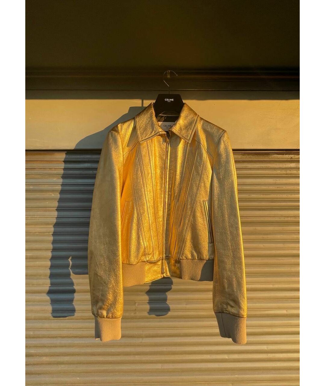 CELINE PRE-OWNED Золотая кожаная куртка, фото 7