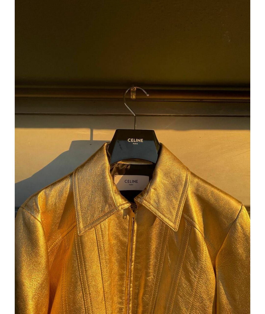 CELINE PRE-OWNED Золотая кожаная куртка, фото 4
