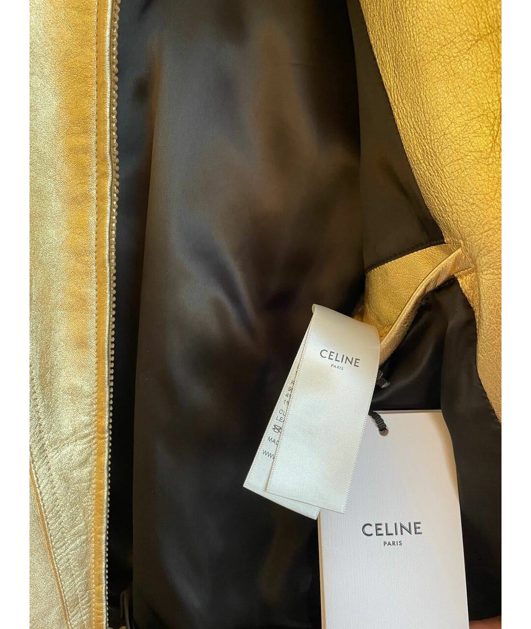 CELINE PRE-OWNED Золотая кожаная куртка, фото 3