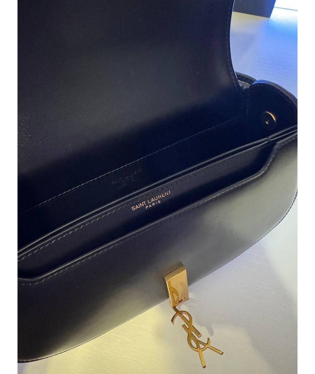SAINT LAURENT Черная кожаная сумка с короткими ручками, фото 4