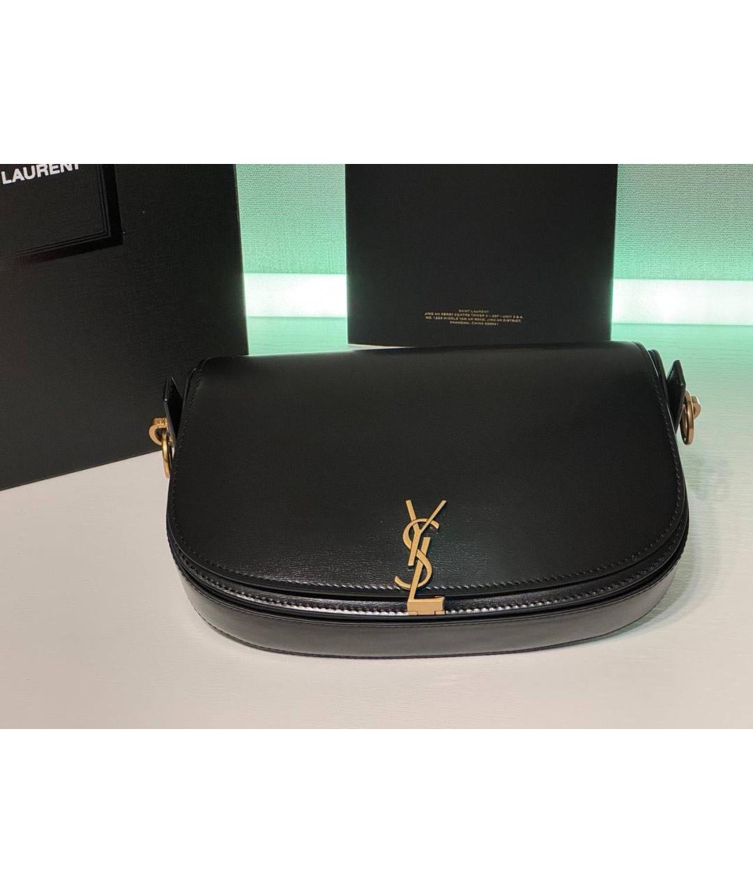 SAINT LAURENT Черная кожаная сумка с короткими ручками, фото 7