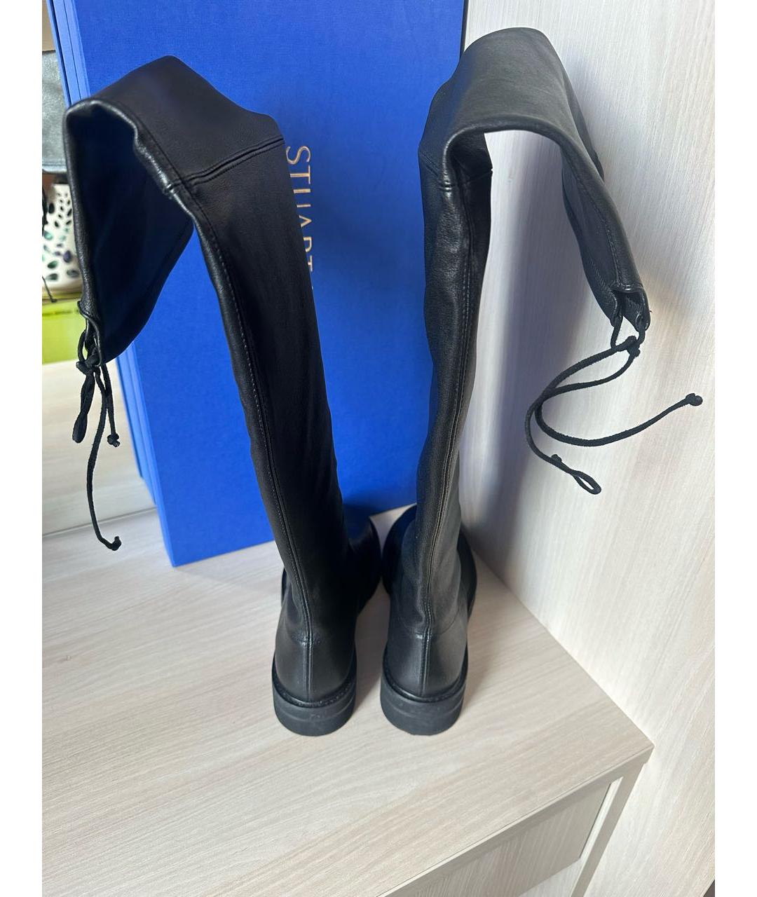 STUART WEITZMAN Черные кожаные ботфорты, фото 3