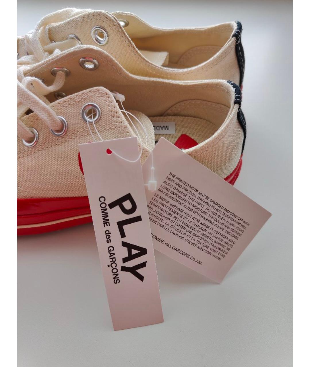 COMME DES GARÇONS PLAY Белые текстильные кеды, фото 6