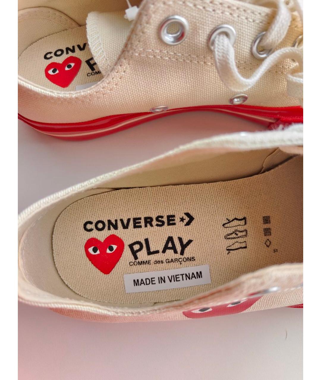 COMME DES GARÇONS PLAY Белые текстильные кеды, фото 3