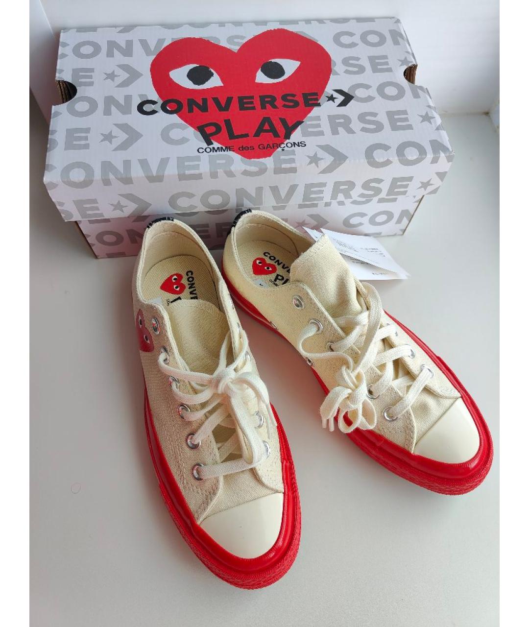 COMME DES GARÇONS PLAY Белые текстильные кеды, фото 8