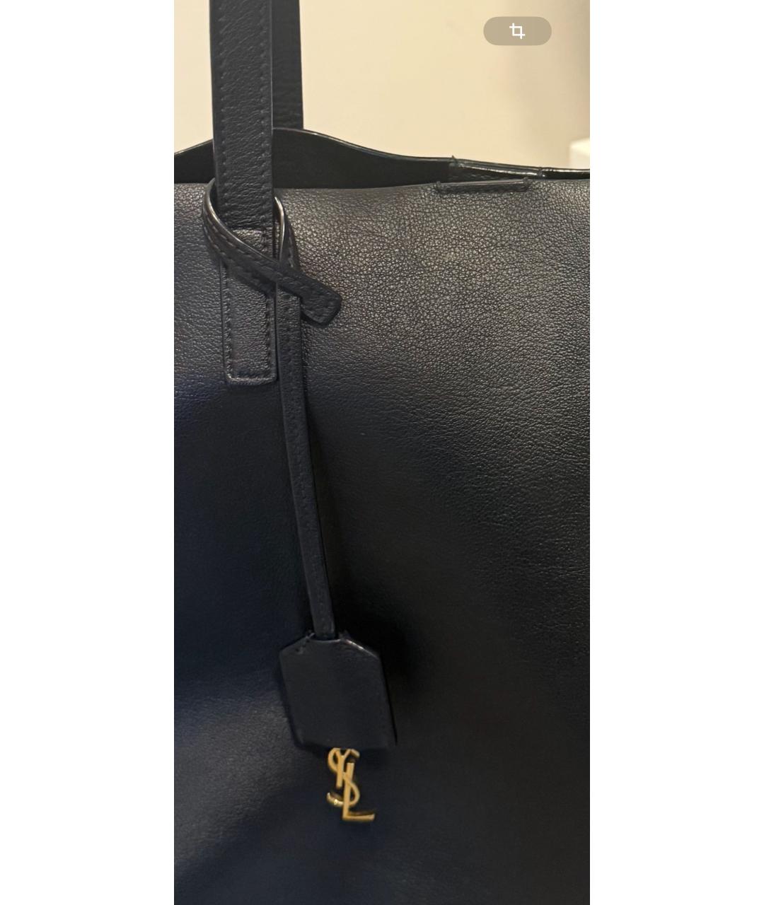 SAINT LAURENT Черная кожаная сумка тоут, фото 5