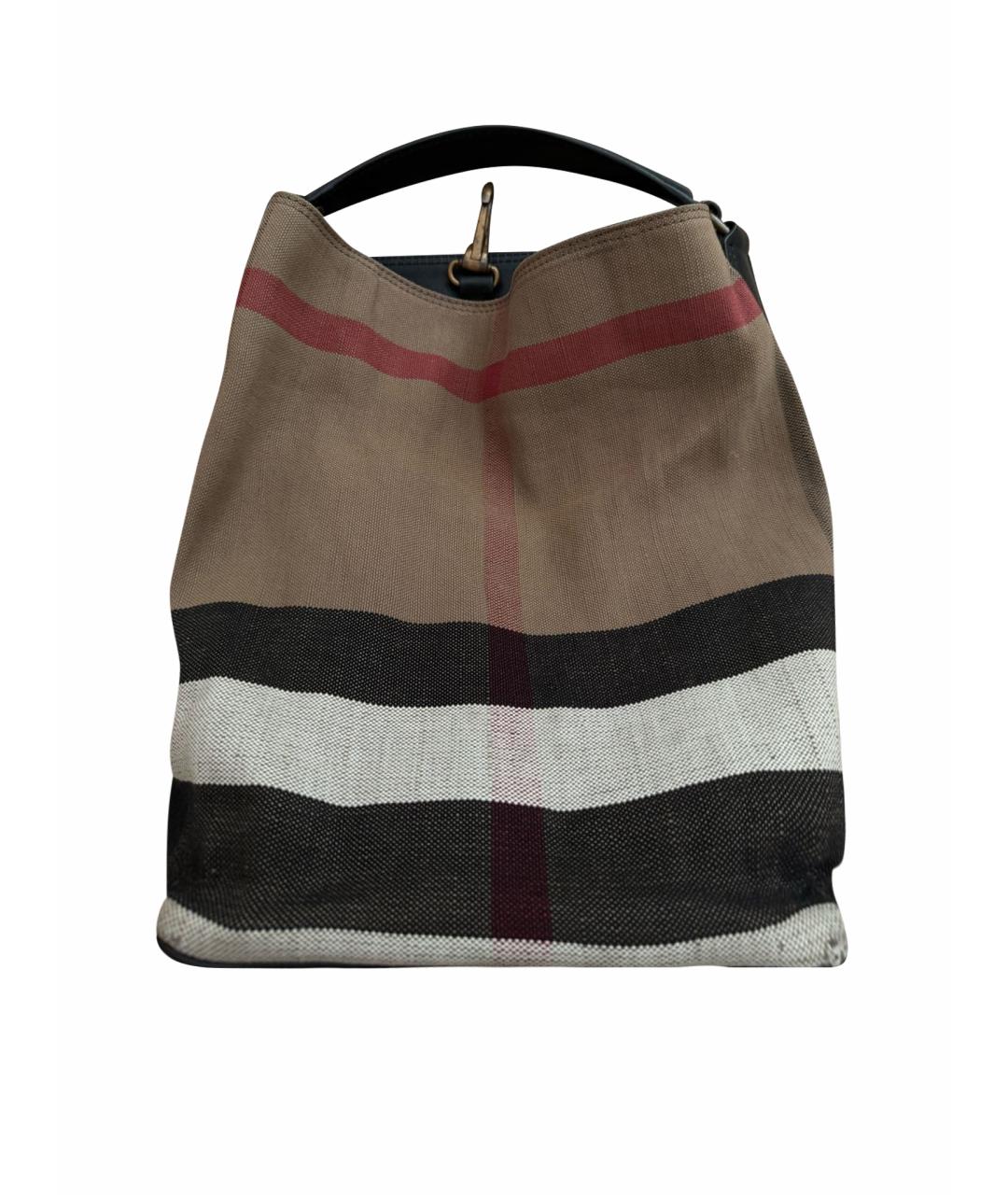 BURBERRY Коричневая тканевая сумка тоут, фото 1