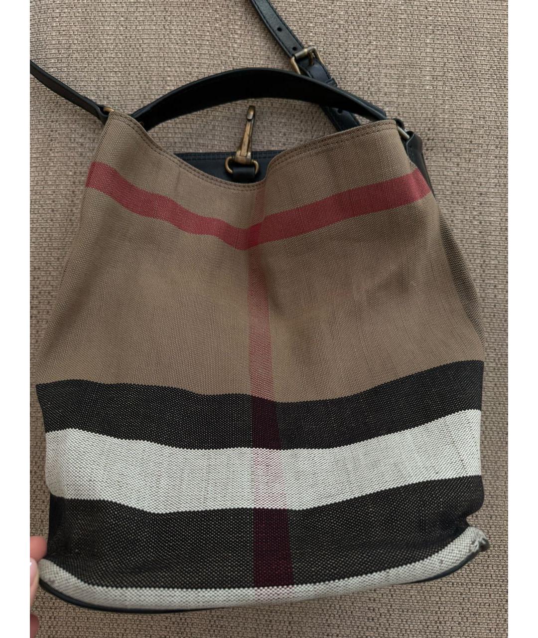 BURBERRY Коричневая тканевая сумка тоут, фото 9