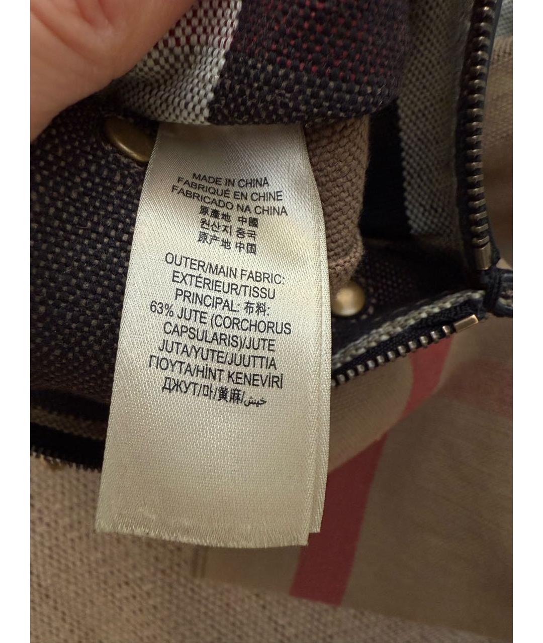 BURBERRY Коричневая тканевая сумка тоут, фото 7