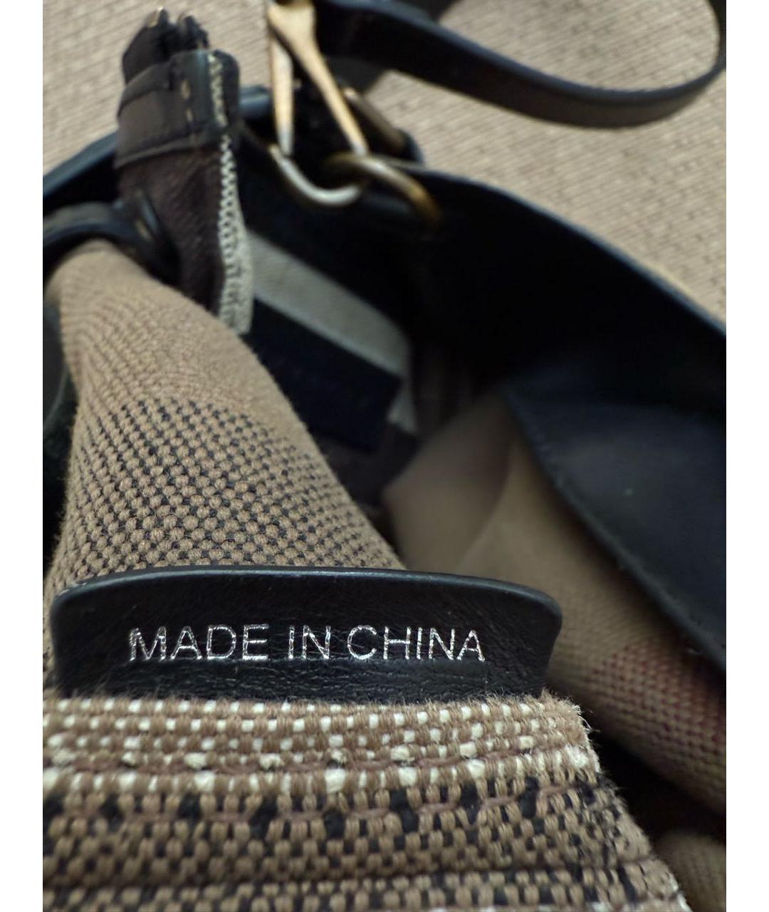 BURBERRY Коричневая тканевая сумка тоут, фото 6