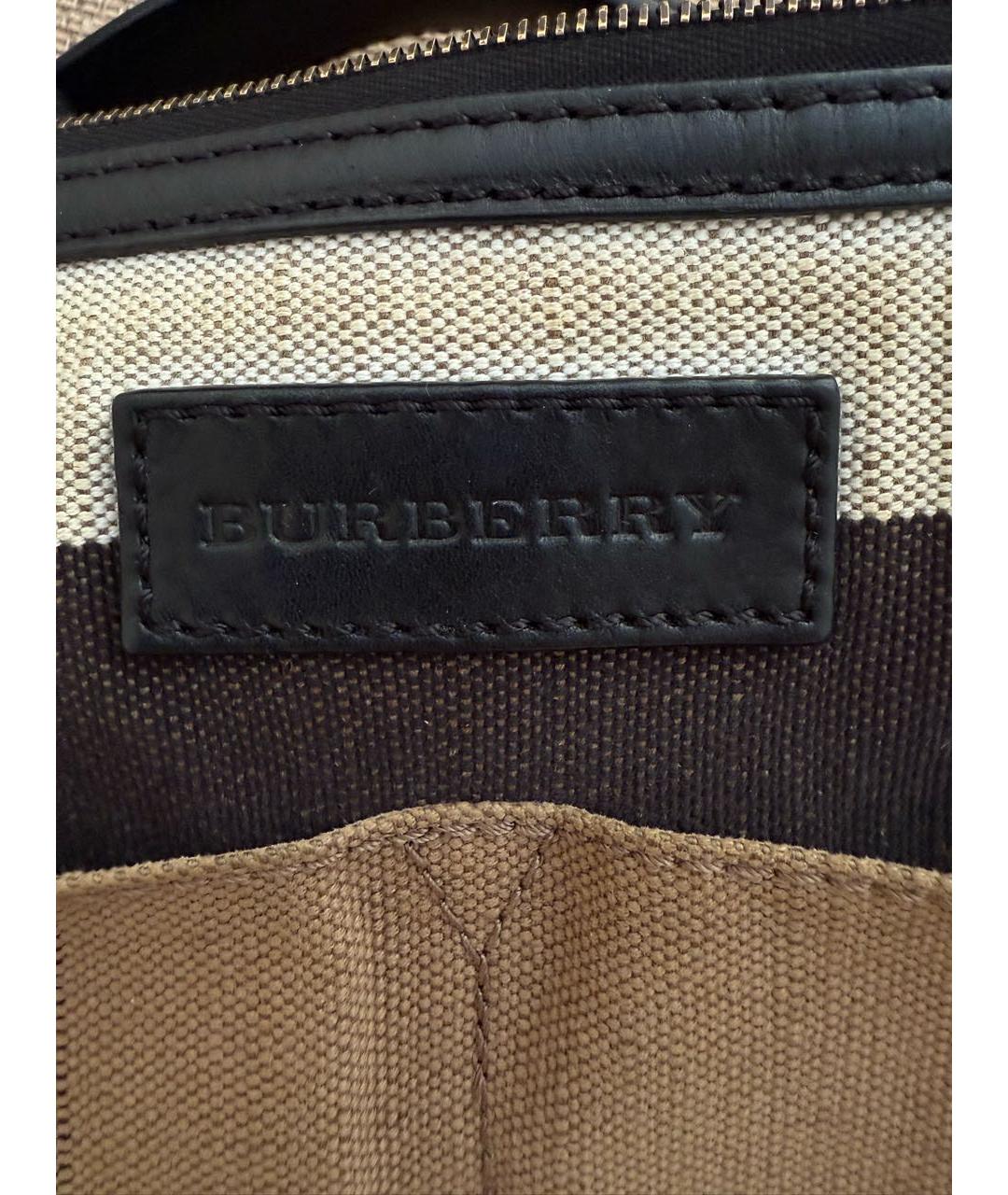 BURBERRY Коричневая тканевая сумка тоут, фото 5