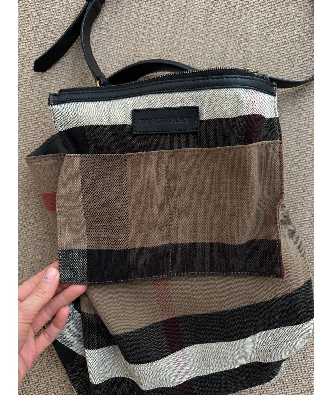 BURBERRY Коричневая тканевая сумка тоут, фото 8