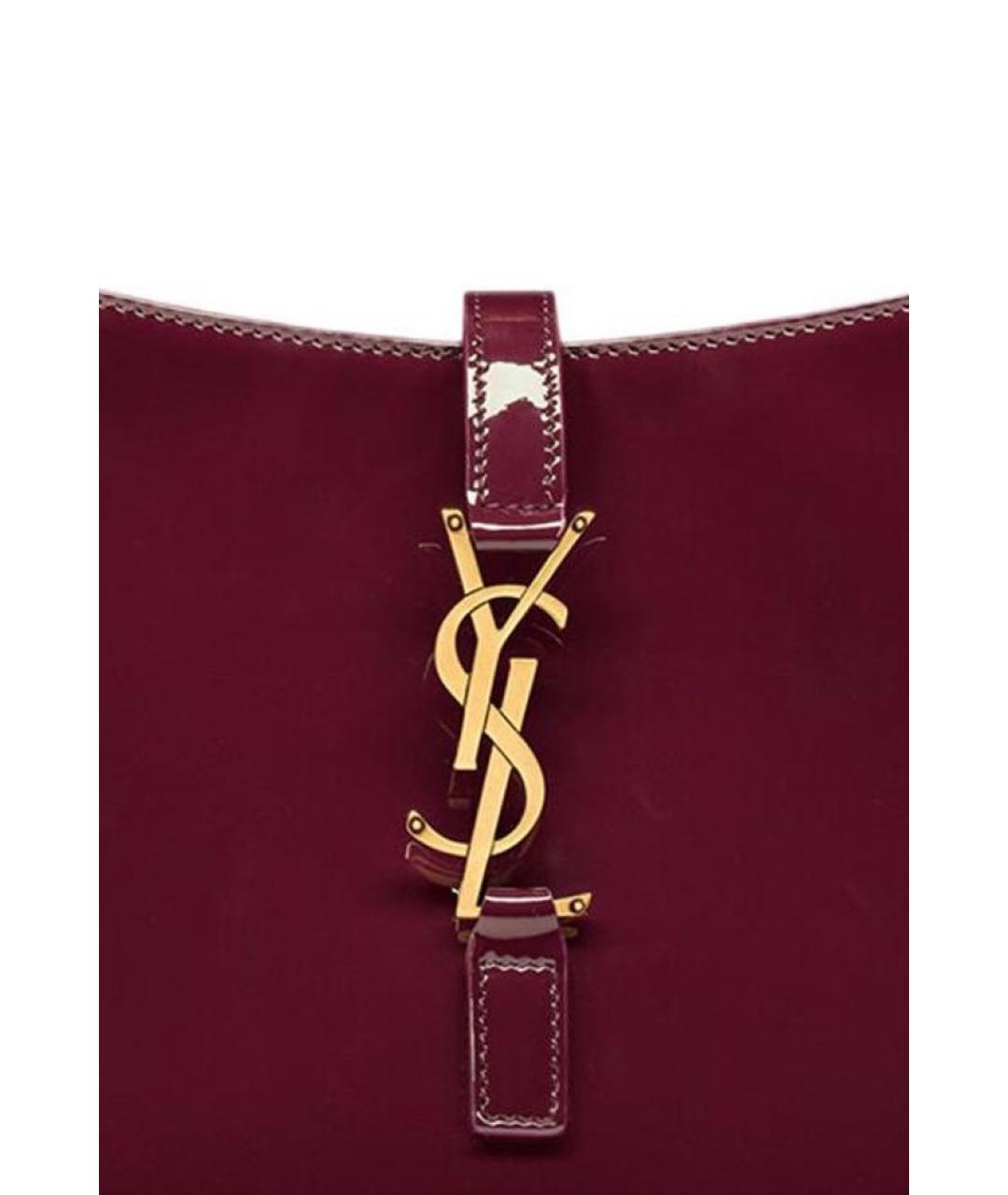 SAINT LAURENT Бордовая сумка с короткими ручками из лакированной кожи, фото 5